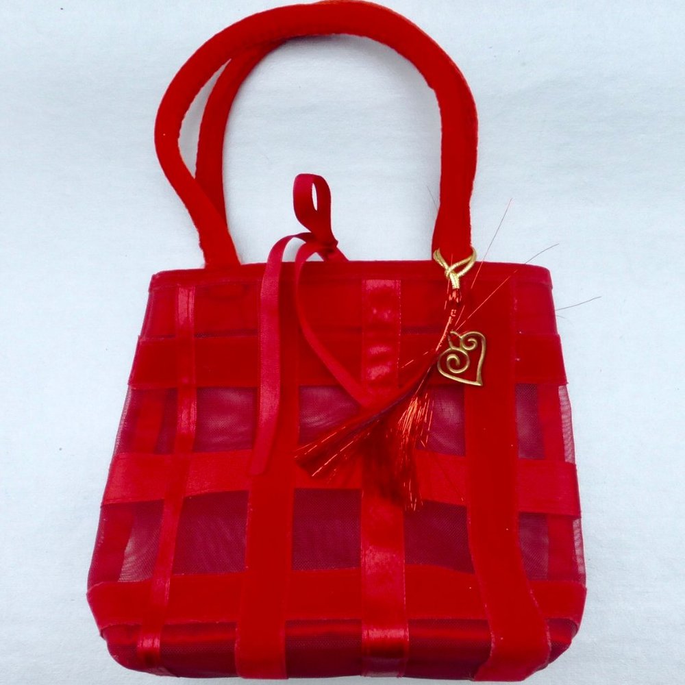 Victoria Secret Red Handbag Velvet Satin Purse Bag